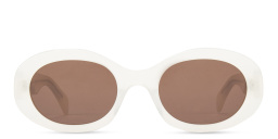 Shop CELINE Triomphe Oval Sunglasses in White online.