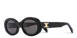Shop CELINE Triomphe Oval Sunglasses in Black online.