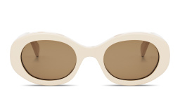 Shop CELINE Triomphe Oval Sunglasses in Beige online.