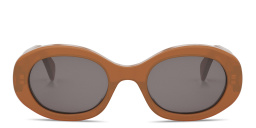 Shop CELINE Triomphe Oval Sunglasses in Brown online.