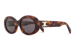 Shop CELINE Triomphe Oval Sunglasses in Havana online.