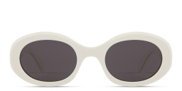 Shop CELINE Triomphe Oval Sunglasses in White online.
