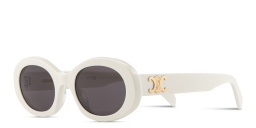 Shop CELINE Triomphe Oval Sunglasses in White online.