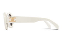 Shop CELINE Triomphe Oval Sunglasses in White online.