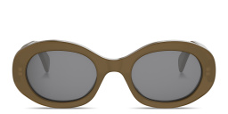 Shop CELINE Triomphe Oval Sunglasses in Transparent Green online.