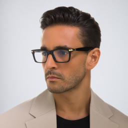 تسوق نظارات طبية بروميير دو كارتييه بإطار مستطيل كارتييه بلون أسود أونلاين.