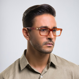 Shop Cartier Première de Cartier Rectangle Eyeglasses in Havana online.