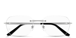 Santos de Cartier Wide Rectangle Eyeglasses من كارتييه بلون فضي - صورة المنتج 1