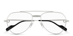 Shop Cartier Première de Cartier Wide Pilot Eyeglasses in Silver online.