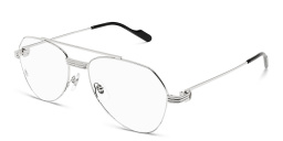 Shop Cartier Première de Cartier Wide Pilot Eyeglasses in Silver online.