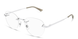 Shop MONTBLANC Rimless Round Eyeglasses in Silver online.
