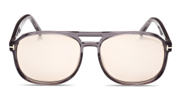 Shop TOM FORD Rosco Aviator Sunglasses in Transparent Grey online.