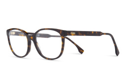 Shop FENDI Fine Wide Oval Eyeglasses in Havana online.