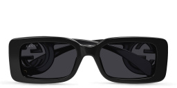 Shop GUCCI Chaise Longue Rectangle Sunglasses in Black online.