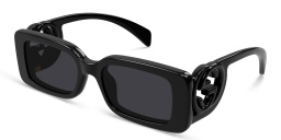 Shop GUCCI Rectangle Sunglasses in Black online.