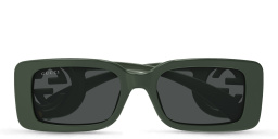 Shop GUCCI Chaise Longue Rectangle Sunglasses in Grey online.