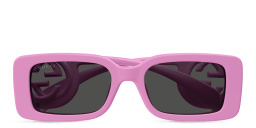 Shop GUCCI Chaise Longue Rectangle Sunglasses in Pink online.