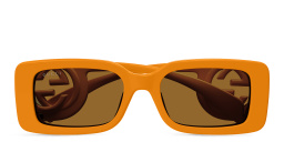 Shop GUCCI Chaise Longue Rectangle Sunglasses in Orange online.