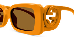 Shop GUCCI Chaise Longue Rectangle Sunglasses in Orange online.