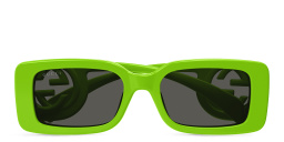 Shop GUCCI Chaise Longue Rectangle Sunglasses in Green online.