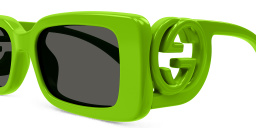 Shop GUCCI Chaise Longue Rectangle Sunglasses in Green online.