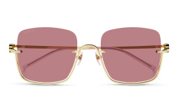 GUCCI Half-Rim Square Sunglasses in Gold – Product Photo 1