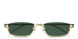 Shop GUCCI Unisex Half-Rim Rectangle Sunglasses in Gold online.