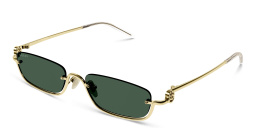 Shop GUCCI Unisex Half-Rim Rectangle Sunglasses in Gold online.
