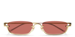 Shop GUCCI Unisex Half-Rim Rectangle Sunglasses in Gold online.
