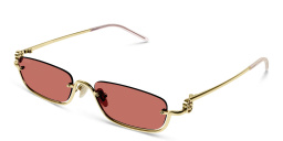 Shop GUCCI Unisex Half-Rim Rectangle Sunglasses in Gold online.