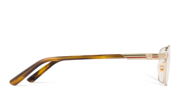Shop GUCCI Wide Rectangle Eyeglasses in Gold online.