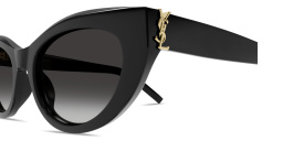 Shop SAINT LAURENT YSL Logo Cat-Eye Sunglasses in Black online.
