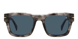 Shop DAVID BECKHAM Rectangle Sunglasses in Grey Horn online.