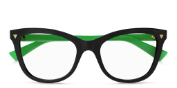 Shop BOTTEGA VENETA Cat-Eye Eyeglasses in Black Green online.