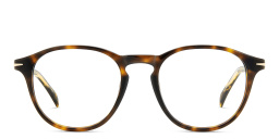 Shop DAVID BECKHAM Panthos Eyeglasses in Havana Gold online.