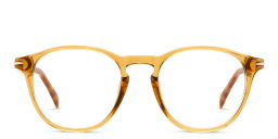 Shop DAVID BECKHAM Panthos Eyeglasses in Yellow Havana Brown online.