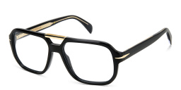 Shop DAVID BECKHAM Rectangle Eyeglasses in Black Gold online.