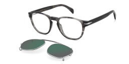 Shop DAVID BECKHAM Timeless Icons Square Eyeglasses in Grey Horn online.