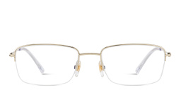 Shop EYE'M Logo Half-Rim Rectangle Eyeglasses in Gold online.