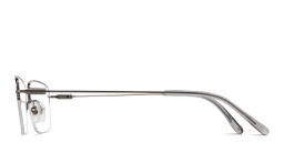 Shop EYE'M Logo Half-Rim Rectangle Eyeglasses in Gunmetal online.