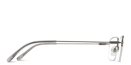 Shop EYE'M Logo Half-Rim Rectangle Eyeglasses in Gunmetal online.