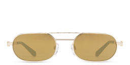 Shop OFF WHITE Unisex Rectangle Sunglasses in Gold Mirror online.