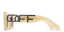 Shop OFF WHITE Boston Unisex Rectangle Sunglasses in Beige online.