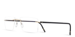 Shop Silhouette Rimless Wide Square Eyeglasses in Gold online.