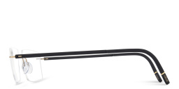 Shop Silhouette Rimless Wide Square Eyeglasses in Gold online.