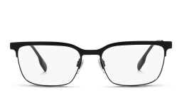 Shop BURBERRY Wide Rectangle Eyeglasses in Black online.