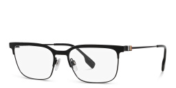 Shop BURBERRY Wide Rectangle Eyeglasses in Black online.