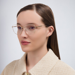 Shop BURBERRY Panthos Eyeglasses in Light Gold online.