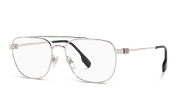 BURBERRY Wide Square Eyeglasses in Silver – Product Photo 2