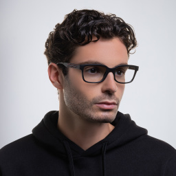 Shop BURBERRY Logo Wide Square Eyeglasses in Matte Black online.